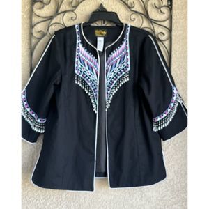 Bob Mackie Wearable Art Jacket - Size M - Black/ Embellished